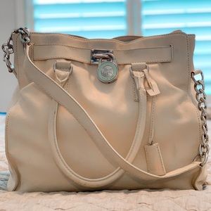 Michael Kors Vanilla Leather Large Hamilton Tote
